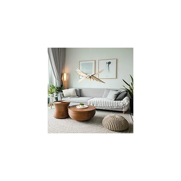 Suspension Albatros bois câble torsadé chanvre E27 60W IP44 Ø80 x H.193cm Atelier Loupiote