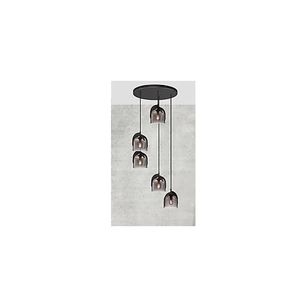 Suspension Boshi 5 lumières réglable E14 IP20 40W Ø14,5cm Nordlux noir