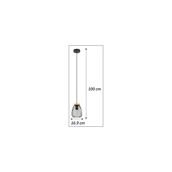 Suspension Cornago E27 IP20 40W Ø17xH.19,7cm noir Eglo