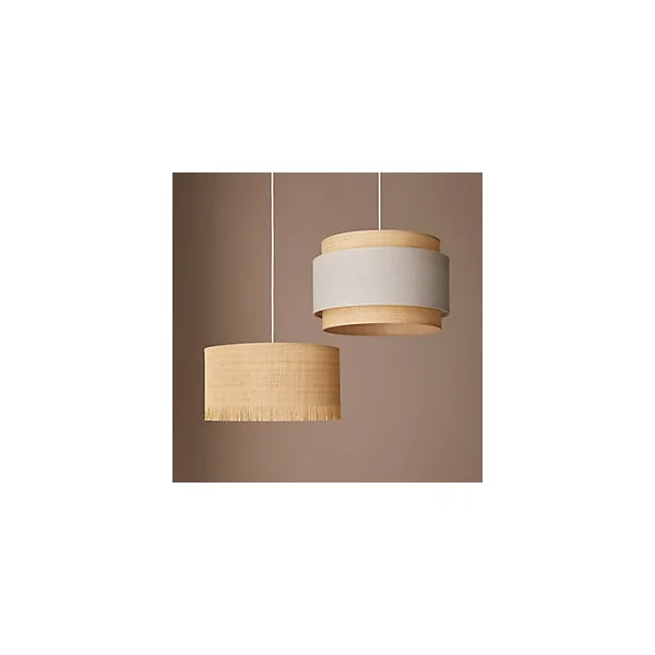 Suspension cylindre E27/100W H20cm Ø38 cm Ibiza raphia Corep