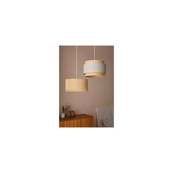 Suspension cylindre E27/100W H20cm Ø38 cm Ibiza raphia Corep