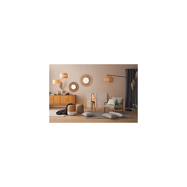 Suspension cylindre E27/100W H20cm Ø38 cm Ibiza raphia Corep