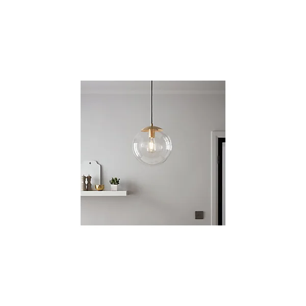 Suspension Dacite GoodHome laiton et transparent E27 IP20