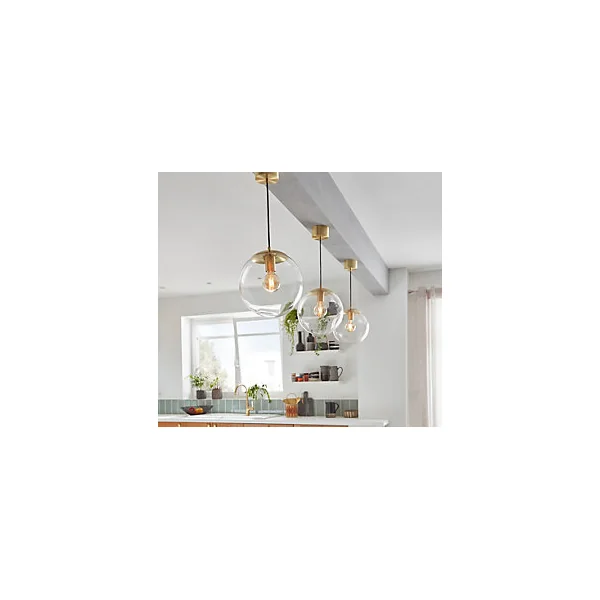Suspension Dacite GoodHome laiton et transparent E27 IP20