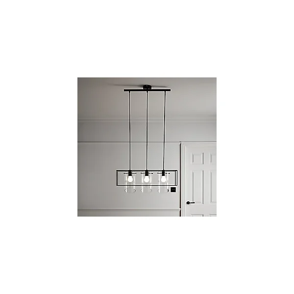 Suspension Daluiz 3 ampoules E27 IP20 noir