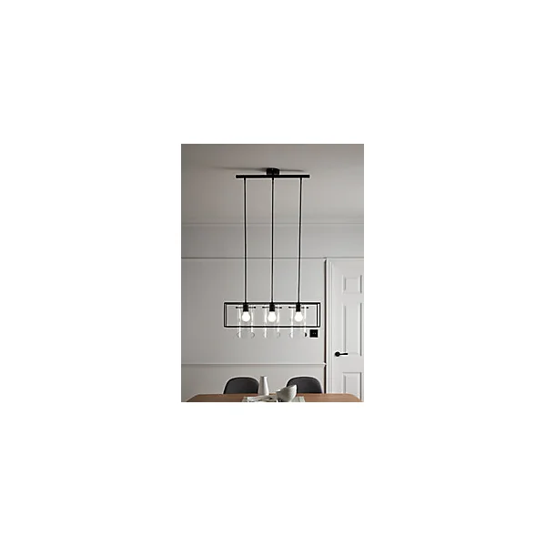 Suspension Daluiz 3 ampoules E27 IP20 noir