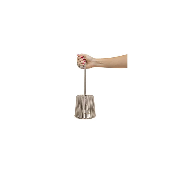 Suspension d'extérieur LED intégrée rechargeable Conta mini beige taupe Ø15cm IP54 E27 900lm 3W Newgarden
