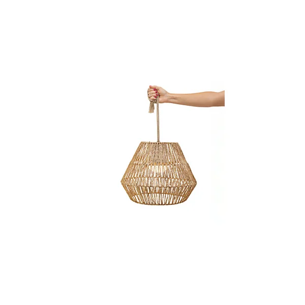 Suspension d'extérieur LED intégrée rechargeable Sisine effet rotin Ø40cm IP54 9W Newgarden