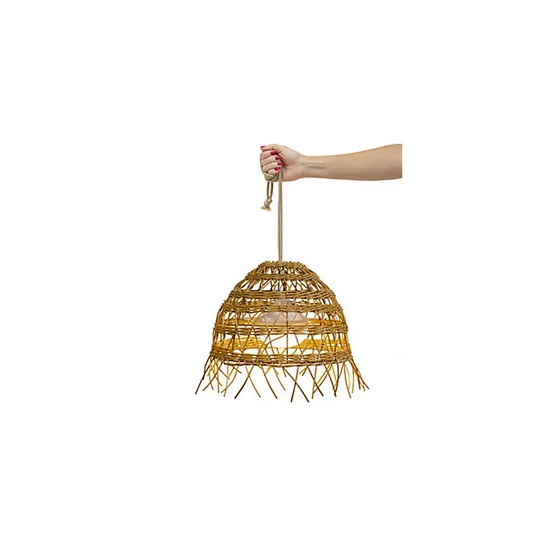 Suspension d'extérieur rechargeable aspect fibres naturelles dimmable Aura câble corde marron IP54 9W Newgarden