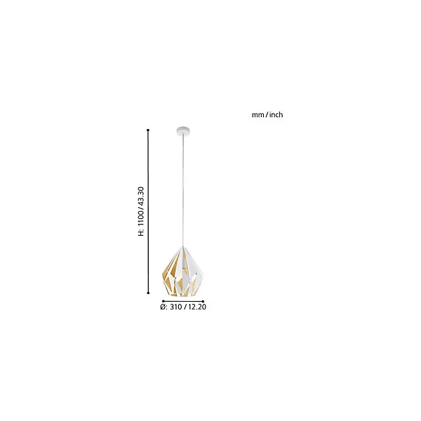 Suspension Dunalux Prinia Ø31 cm blanc et or