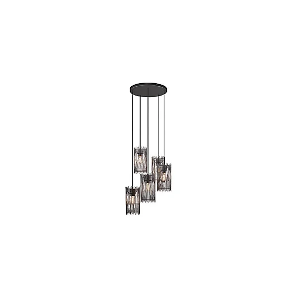 Suspension Elvis 5 lumières E27 40W IP20 179,7 x 40 cm noir