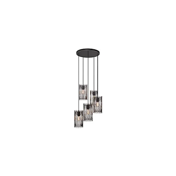 Suspension Elvis 5 lumières E27 40W IP20 179,7 x 40 cm noir