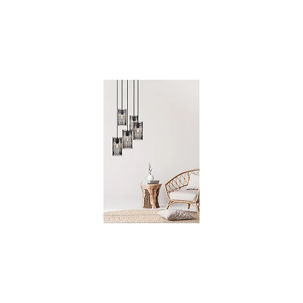 Suspension Elvis 5 lumières E27 40W IP20 179,7 x 40 cm noir
