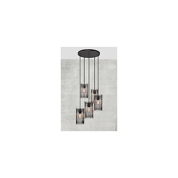 Suspension Elvis 5 lumières E27 40W IP20 179,7 x 40 cm noir