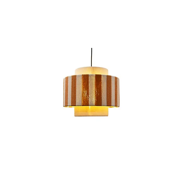 Suspension en corde de coton rayée E27 40W blanc et orange Ø38 cm Jumell Moyo