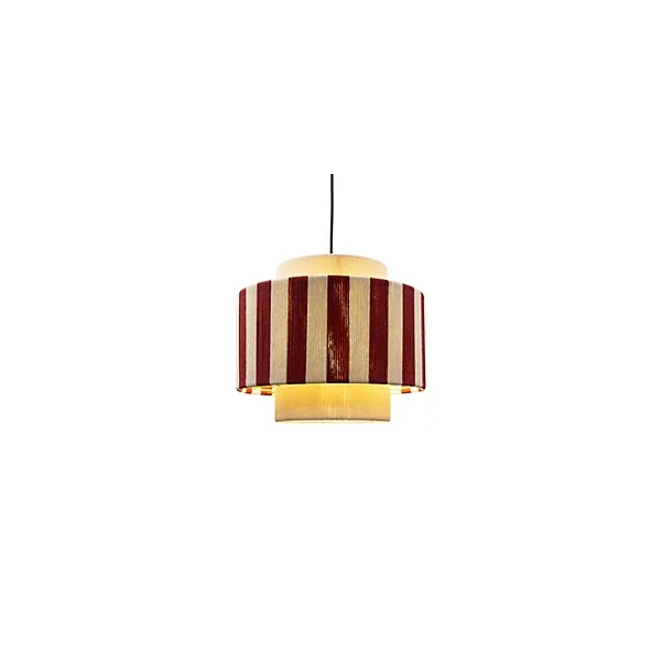 Suspension en corde de coton rayée E27 40W blanc et rouge Ø38 cm Jumell Moyo
