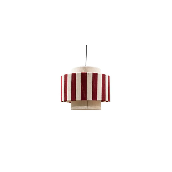 Suspension en corde de coton rayée E27 40W blanc et rouge Ø38 cm Jumell Moyo