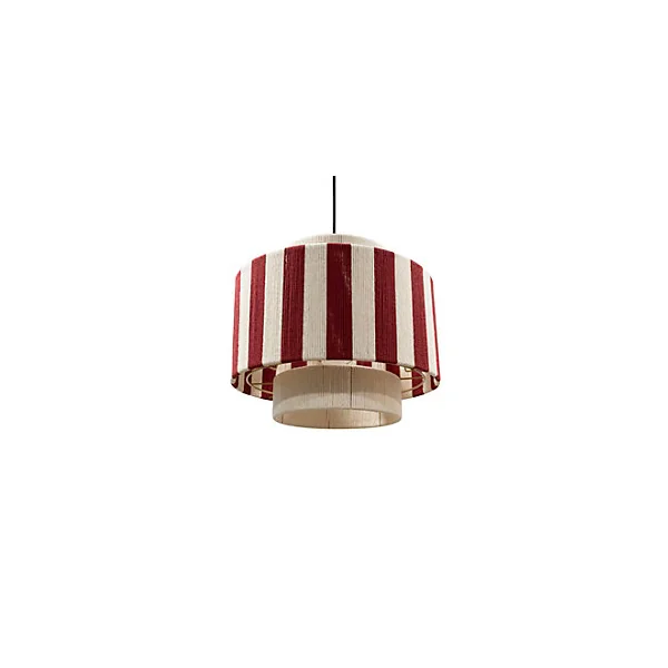 Suspension en corde de coton rayée E27 40W blanc et rouge Ø38 cm Jumell Moyo