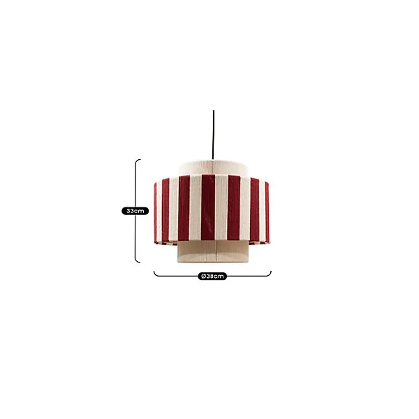 Suspension en corde de coton rayée E27 40W blanc et rouge Ø38 cm Jumell Moyo