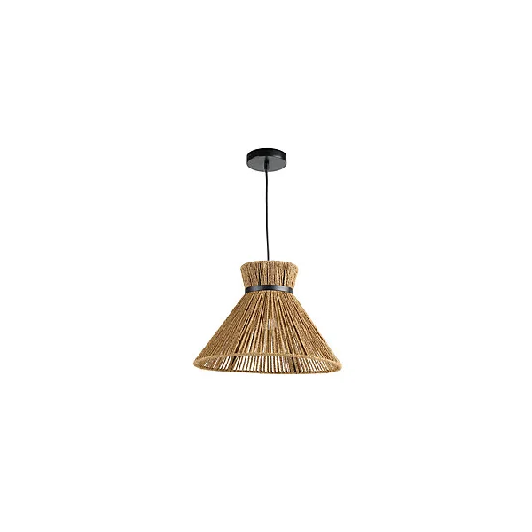 Suspension en corde papier et métal noir E27 40W Ø40cm Seynave, Calypso