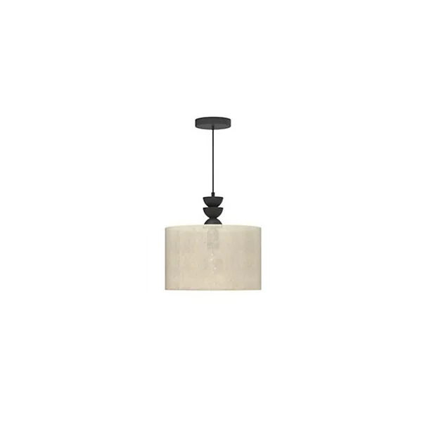 Suspension en céramique et lin E27 40W noir et beige Ø30cm Seynave, Kamil
