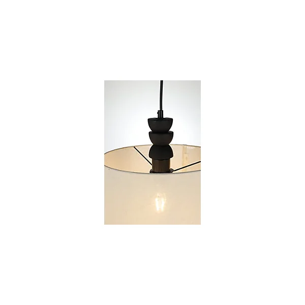 Suspension en céramique et lin E27 40W noir et beige Ø30cm Seynave, Kamil