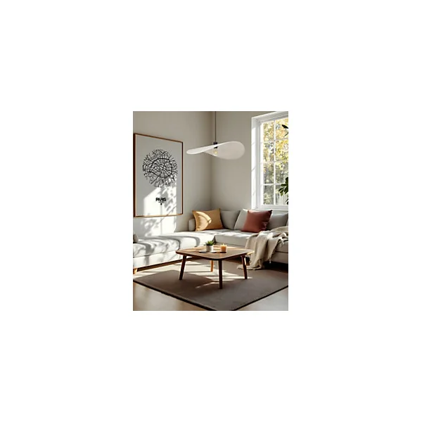 Suspension en lin E27 40W beige Ø60cm Wave Seynave