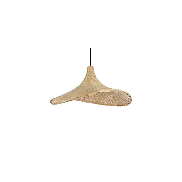 Suspension en métal et bambou E27 40W beige ⌀50cm Eglo, Haxey
