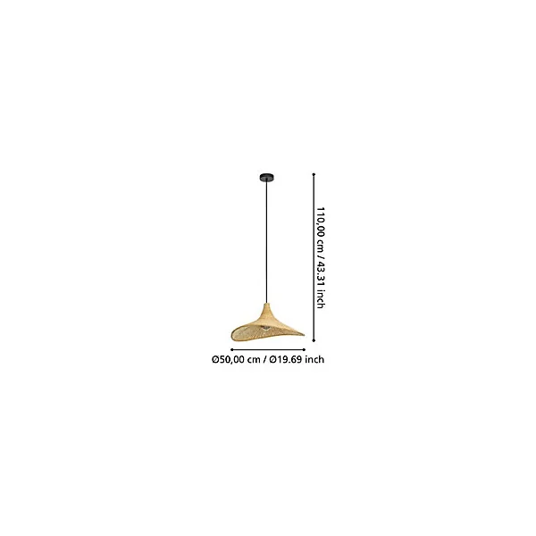 Suspension en métal et bambou E27 40W beige ⌀50cm Eglo, Haxey