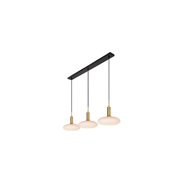 Suspension en verre 3 lampes E27 180 W or mat L.126 x l.30 x H.169 cm Lucide Singala