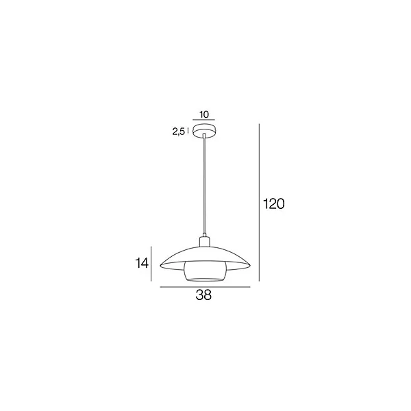 Suspension en verre double E27 15W ambré Ø38 x H.29cm, Corep Jolly
