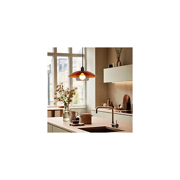 Suspension en verre double E27 15W ambré Ø38 x H.29cm, Corep Jolly