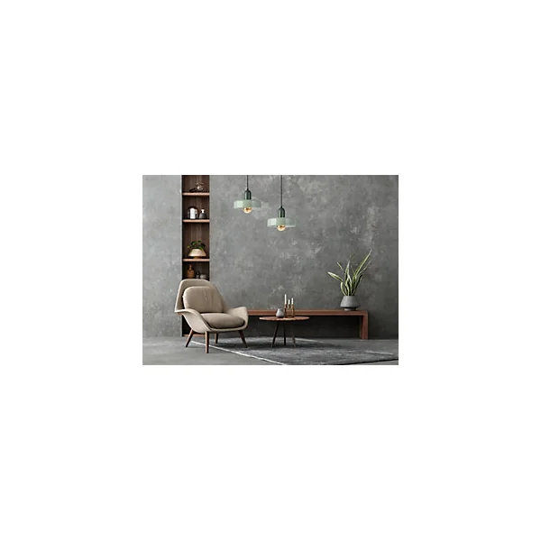 Suspension en verre E27 40W Ø25cm bicolore vert Seynave, Skyde