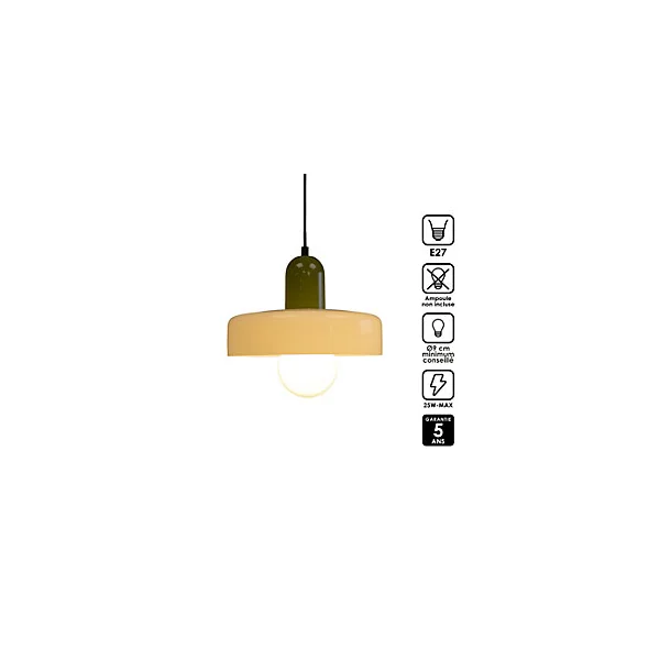 Suspension en verre et métal blanc et vert Ø25 cm E27 25 W Jumell Yori
