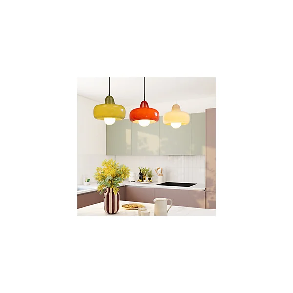 Suspension en verre et métal blanc Ø26 cm E27 25 W Jumell Boli