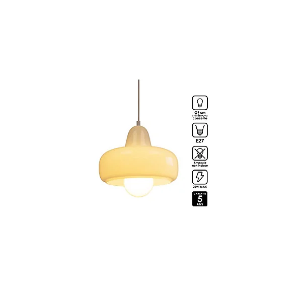 Suspension en verre et métal blanc Ø26 cm E27 25 W Jumell Boli