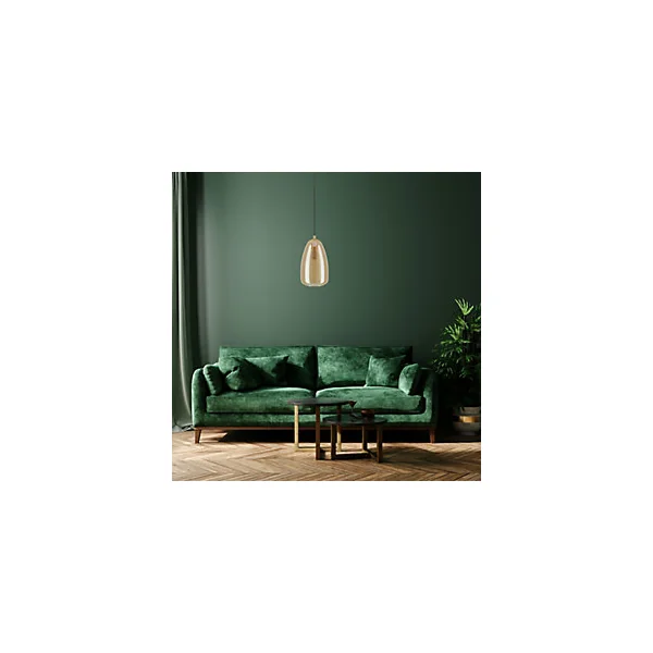 Suspension en verre fumé et laiton brossé E27 40W H.110 x Ø.20cm Eglo, Alobrase