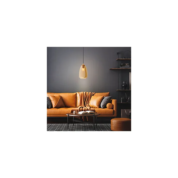 Suspension en verre fumé et laiton brossé E27 40W H.110 x Ø.20cm Eglo, Alobrase