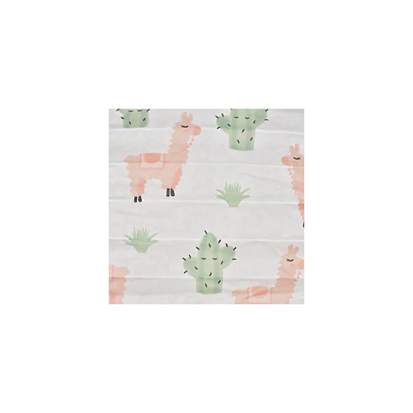 Suspension enfant boule japonaise en papier de riz imprimé lama E27 60W rose Ø40cm Corep