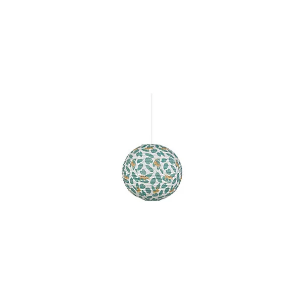 Suspension enfant boule japonaise en papier de riz imprimé tigre E27 60W rose Ø40cm Corep
