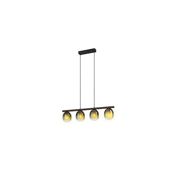 Suspension Filago 4 lumières E27 IP20 40W L.88xl.15xH.110cm noir et bois Eglo