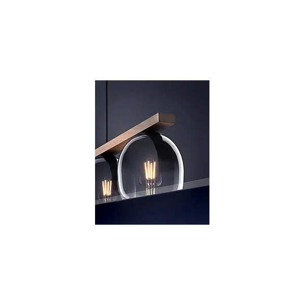 Suspension Filago 4 lumières E27 IP20 40W L.88xl.15xH.110cm noir et bois Eglo