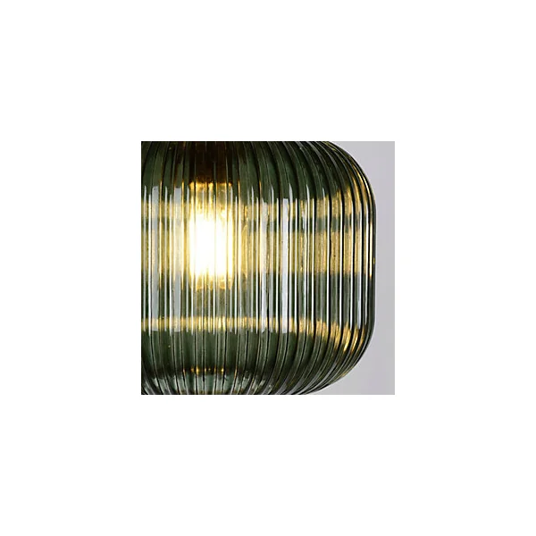 Suspension Gemma verre strié vert bistrot E27 60W IP20 H.19,5 x Ø25 cm Corep