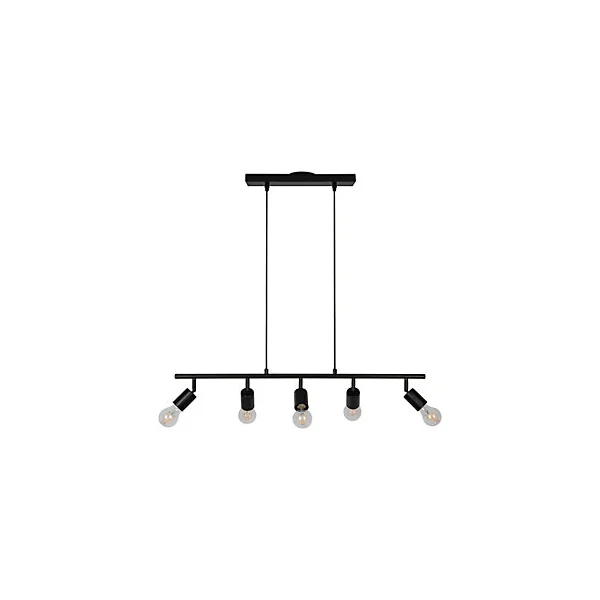 Suspension Ghlin 5 lumières E27 140W ⌀80xL.6xH.110cm noir GoodHome