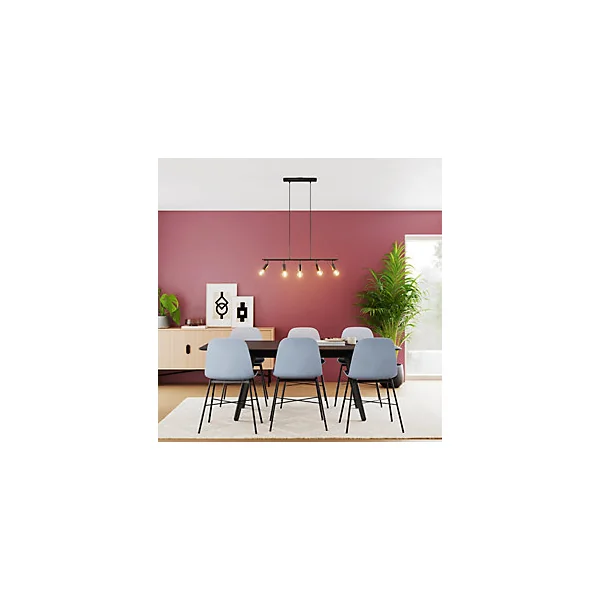 Suspension Ghlin 5 lumières E27 140W ⌀80xL.6xH.110cm noir GoodHome
