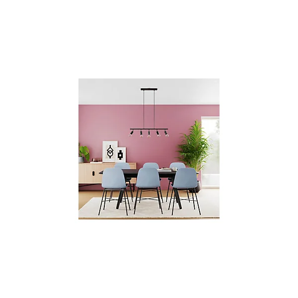 Suspension Ghlin 5 lumières E27 140W ⌀80xL.6xH.110cm noir GoodHome