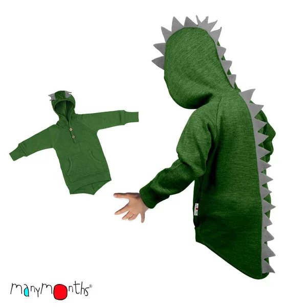 Sweat Dinos ManyMonths - Sweat à capuche en laine mérinos