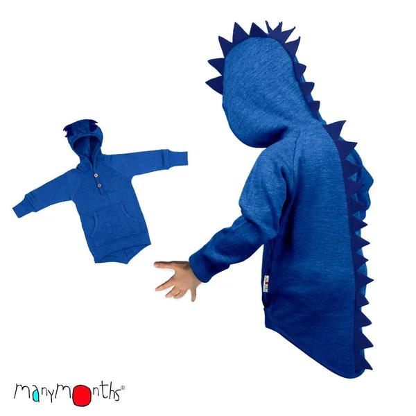 Sweat Dinos ManyMonths - Sweat à capuche en laine mérinos