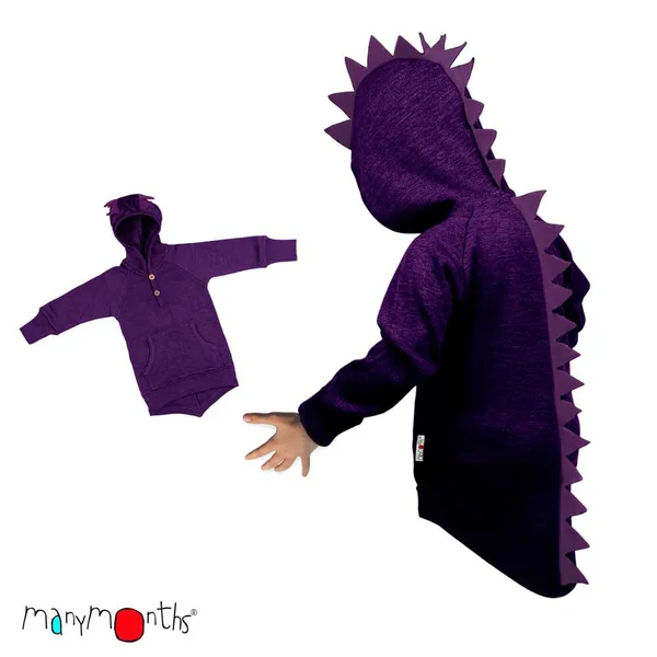 Sweat Dinos ManyMonths - Sweat à capuche en laine mérinos