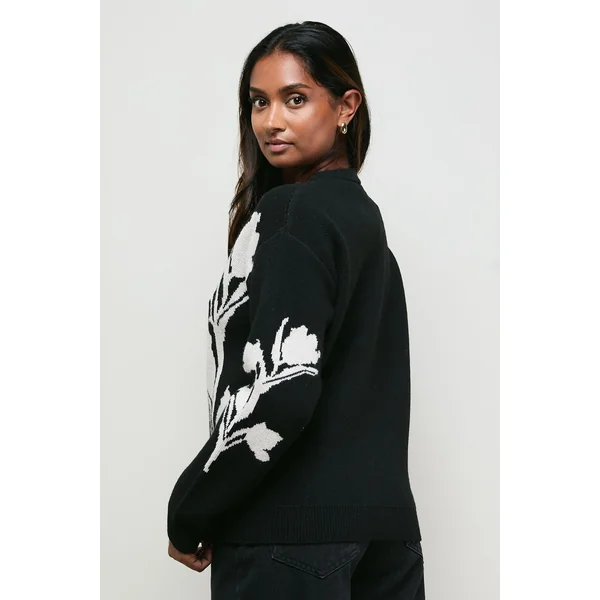 synthétiquell Col Rond à Motif Jacquard Floral